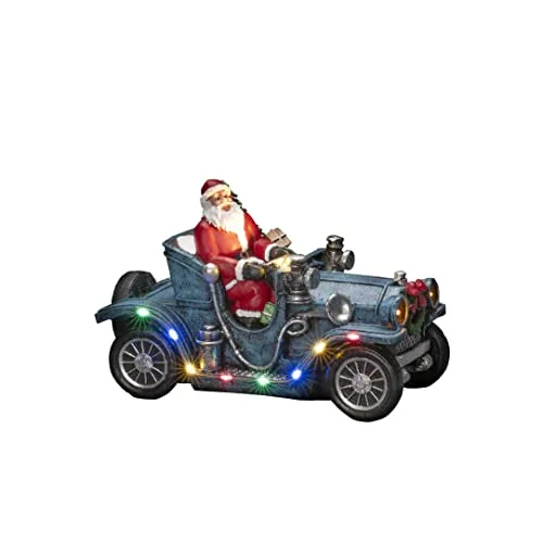 Konstsmide LED Weihnachtsmann im Auto, 11 bunte Dioden, batteriebetrieben, Innen - 4239-000, Bunt