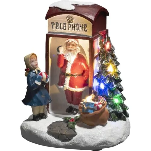Konstsmide LED Szenerie"Weihnachtsmann in Telefonzelle", mit an/aus Schalter, 6h Timer, 5 bunte Dioden, batteriebetrieben, Innen, 0,32W, Batterie: 3 x AAA 1,5V (exkl.) 4211-000 Rot