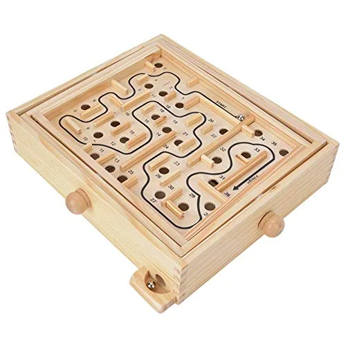 Labyrinth Brettspiel Holz Labyrinth Puzzle Labyrinth Spiel Palm Labyrinth Spielzeug Freizeit Lernspielzeug für Kinder Kinder
