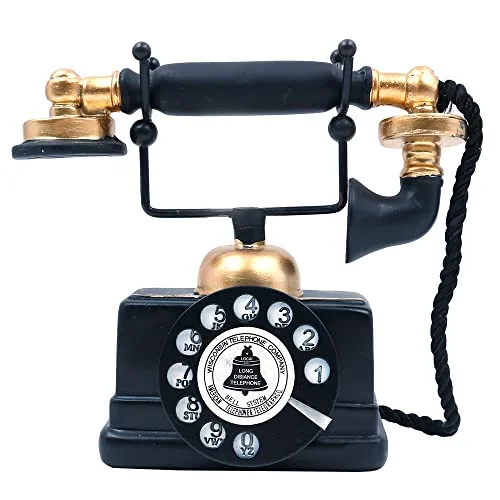 CENPEK Antikes Telefon, kreatives Retro-Telefon, dekoratives Telefon, Harz, Drehwahltelefon, Dekoration, Café, Bar, Fensterdekoration, Heimdekoration, Requisiten (schwarz)