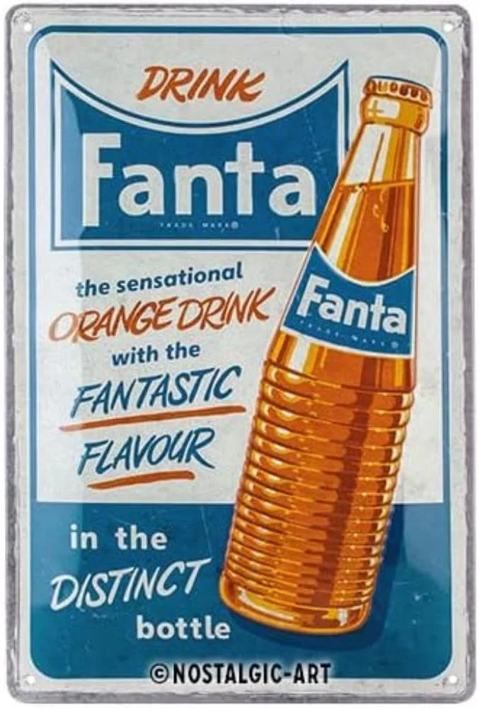 Nostalgic-Art Retro Blechschild, 20 x 30 cm, Fanta – Sensational Orange Drink – Geschenk-Idee als Bar-Zubehör, Original Lizenzprodukt (OLP), aus Metall, Vintage Design, Blechschilder Sprüche