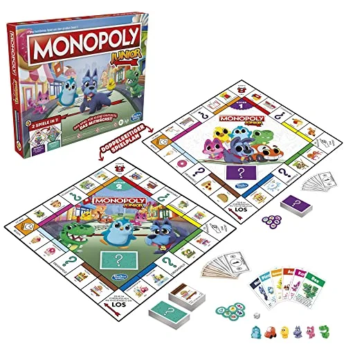 Monopoly Junior, das Klassische Brettspiel für Kinder ab 4 Jahren, 2-seitiger Spielplan - leicht verständlich und dennoch spannend, für die Familie