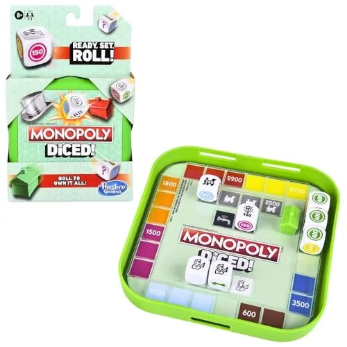 MONOPOLY Würfelspiel, leicht zu erlernendes Spiel, schnelles Spiel, tragbares Reise-Brettspiel, schnelles Spiel für Kinder ab 8 Jahren