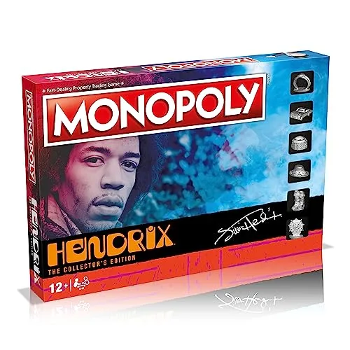 Jimi Hendrix Monopoly Brettspiel, Advance to Band of Gypsys, elektrisches Ladyland und Axis Bold as Liebe, erweitern Sie Ihr Imperium und tauschen Sie Ihren Weg zum Sieg, Geschenk für Spieler ab 8