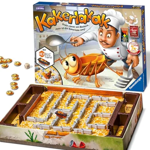Ravensburger 22212 - Kakerlakak - Kinderspiel mit elektronischer Kakerlake für Groß und Klein, Familienspiel für 2-4 Spieler, Kinderspiel ab 5 Jahren