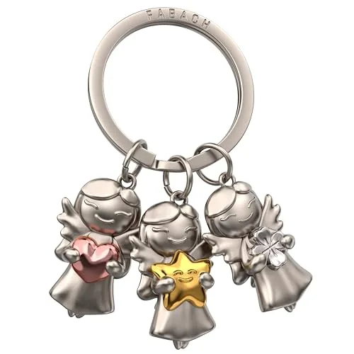 FABACH Schutzengel Schlüsselanhänger 3 Stars - Engel Glücksbringer Liebe - Geschenk Auto Anhänger Aus Metall
