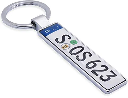 Personalisierter Kennzeichen-Autoschlüsselanhänger beidseitig individuell bedruckt Nummernschild Minischild Kfz-Kennzeichen Führerschein Geschenk (Farbwahl: silber, anthrazit/grau, gold, roségold)
