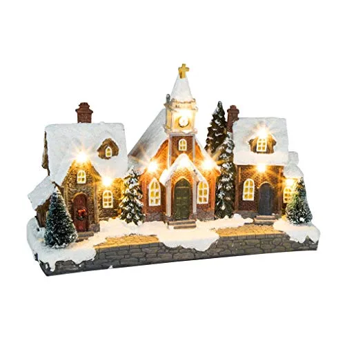 Spetebo LED Weihnachtsstadt - 26,5 cm - Weihnachtsdorf Weihnachts Szene Tisch Deko Lichter Haus beleuchtet