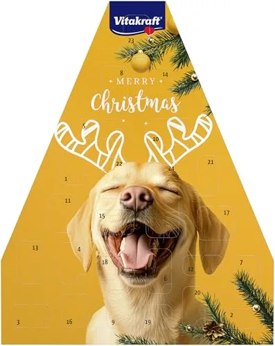 Vitakraft Adventskalender für Hunde, 2025, liebevoll zusammengestellte Auswahl leckerer Snacks, für die Vorweihnachtszeit, Hundeleckerlis, für alle Altersstufen (1x 244g)