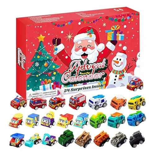 Auto Adventskalender 2025 für Junge-n und Mädchen ab 3 Jahren - Weihnachts Countdown Kalender mit 24 Überraschungen, darunter Krankenwagen, Polizeiauto, Gabelstapler,Bagger - Spielzeug Auto für Kinder