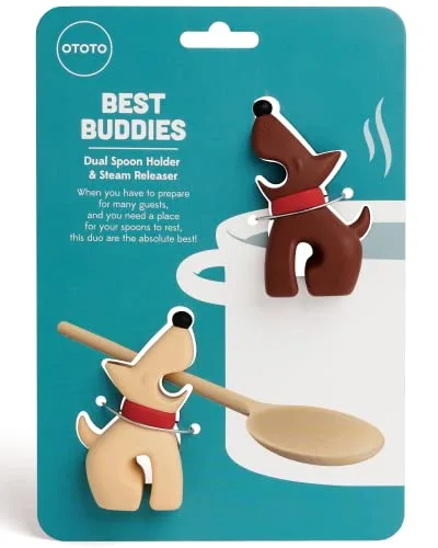 OTOTO Best Buddies Kitchen Spoon Holder, 2 Pack - Cooking Spoon Rest for Kitchen Counter - Spatula, Ladle Holder, Kitchen Utensil Holder - Heat Resistant & Dishwasher Safe Utensil Rest for Stove Top