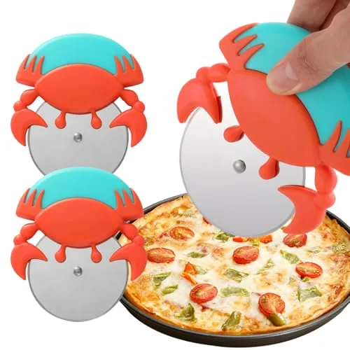 Pizzaschneider,Minging 2 Stück Krabbenförmiges Pizzaschneider Lustig Pizzamesser Lustige Pizza Schneider Ovaler Griffform Für Angenehme Handhabung Cutter Hochwertige Schneidemesser Messer Pizzaroller