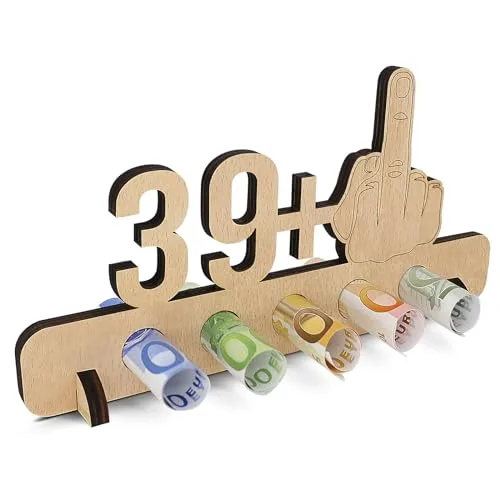 Sugeru Ausgefallenes Geldgeschenke 40. Geburtstag - 39 + 1 | Witzige Lustige Geldgeschenke Schild | Gästebuch Geschenk | Holz Deco für Jubiläum Freunde/Familie/Mann/Frauen Kreatives(40)