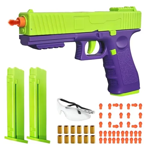 Kinder Spielzeugpistole, Automatische Spielzeugpistole mit Patronenhülsen, Mechanische Spielzeugpistole für Jungen und Mädchen