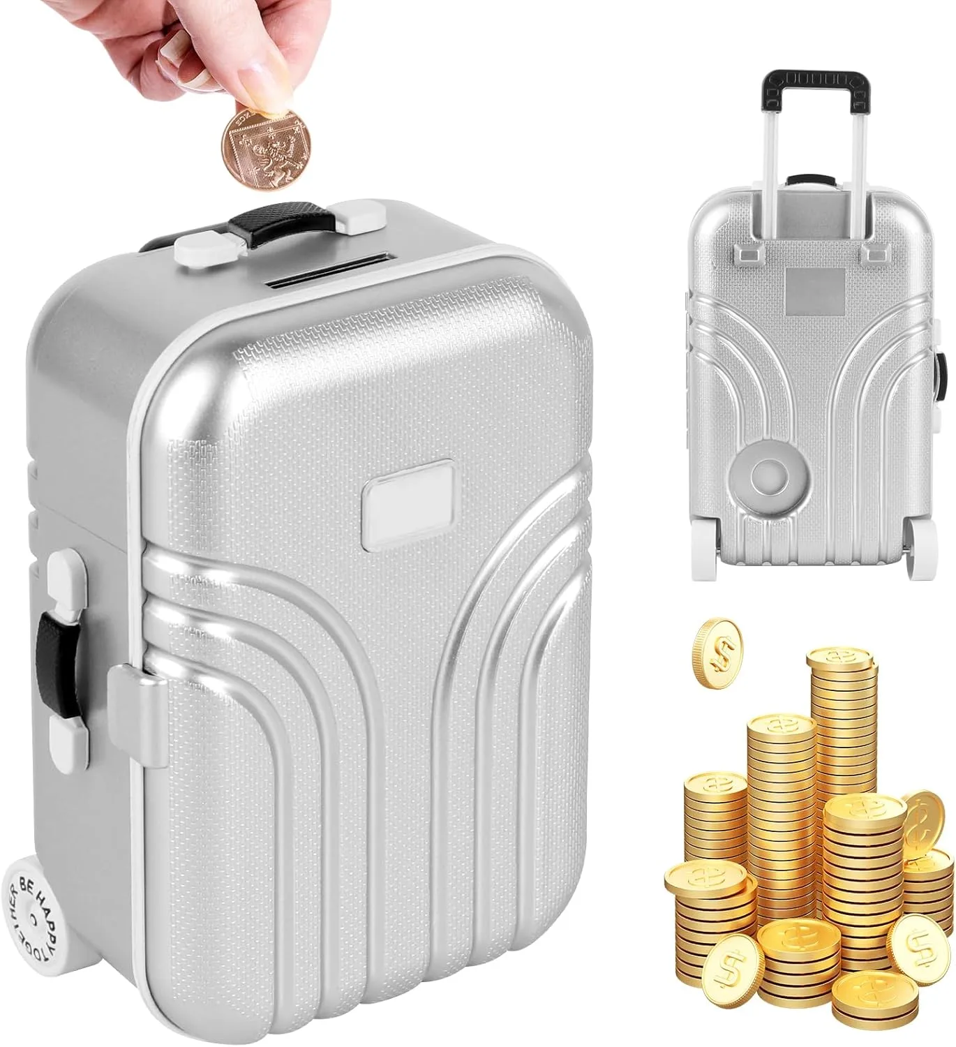 Mineup Kreative Koffer Spardose, Spardose Simulation Reisekoffer, ABS Kunststoff Mini Klein Trolley Gepäck Sparschwein, mini Koffer geschenkbox für Geldgeschenk, Hochzeitsreise Urlaubskasse