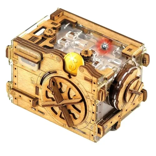 iDventure Amazeing Safe - Murmelbahn Spardose Puzzlebox - Escape Room Spiel - Geschenkbox - Schatztruhe - 3D Holzpuzzle - Sequenzielle Puzzles Rätselbox Erwachsene - Geldgeschenk - Männer Geschenk