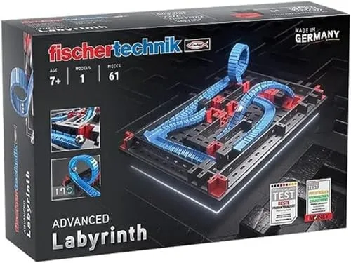 fischertechnik 569016 Advanced Labyrinth / Baukasten für Kinder ab 7 Jahre, Konstruktionsspielzeug, Kugelspiel mit Balance Ball, Schwarz