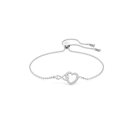 Swarovski Hyperbola Armband, Unendlichzeichen und Herz, Weiss, Rhodiniert