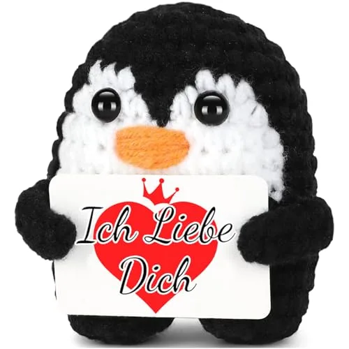 boluoboluomi Positive Penguin Ich Liebe Dich Geschenke, Jahrestag Geschenk für Frauen, Pocket Hug Pinguin, Romantische Geschenk für Ehefrau Hochzeitstag Valentinstag (B)