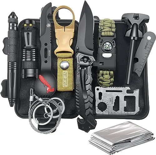 Survival Kit Geschenke für Männer Weihnachten - Coole Ideen für Freund Papa Ehemann Bruder Teenager, Outdoor Survival Ausrüstung Nikolaus Camping Abenteuer