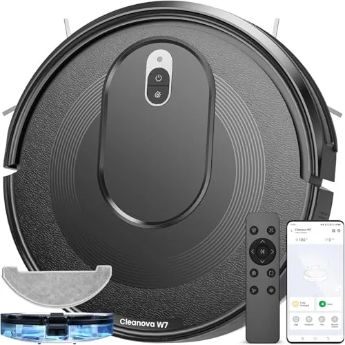 Vexilar W7 Saug und Wischroboter 3 in 1, 4000Pa Saugroboter mit Wischfunktion, Bürstenloses Düsendesign, 120Mins Max, Schlank und Geräuscharm Roboterstaubsauger ideal für Tierhaare, Hartböden, Teppich