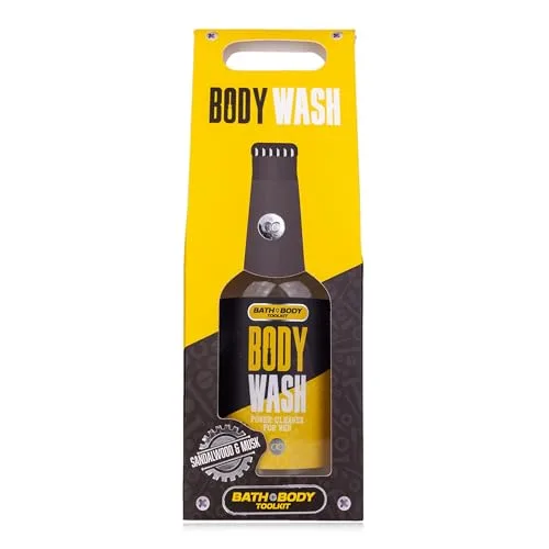 Accentra Duschgel BATH + BODY TOOLKIT in Bierflaschenoptik inkl. Geschenkbox, 360ml, Duft: Sandalwood & Musk - Bade- und Dusch-Gel für Männer