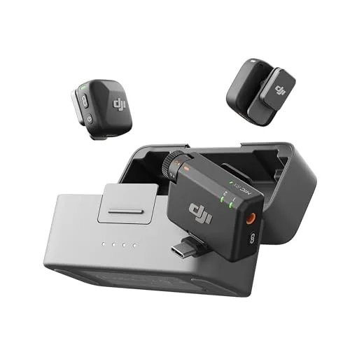 DJI Mic Mini (2 Sender, 1 Empfänger, Ladeschale), Kabelloses Lavalier Mikrofon, Bluetooth Mikrofon, OsmoAudio, 48 Std. Nutzung, Mini Mikrofon für Handy/Kamera, iPhone, Android, Vlog, YouTube
