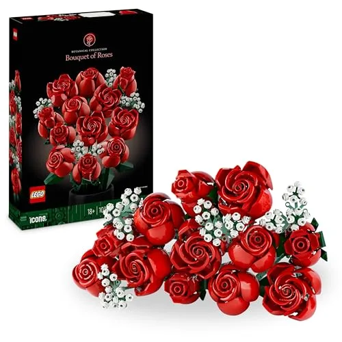 LEGO Botanicals Rosenstrauß - Kunstblumen als DIY Wohnzimmer Deko - 3D Puzzle für Erwachsene - Geschenk zu Weihnachten für Frauen & Männer - 10328