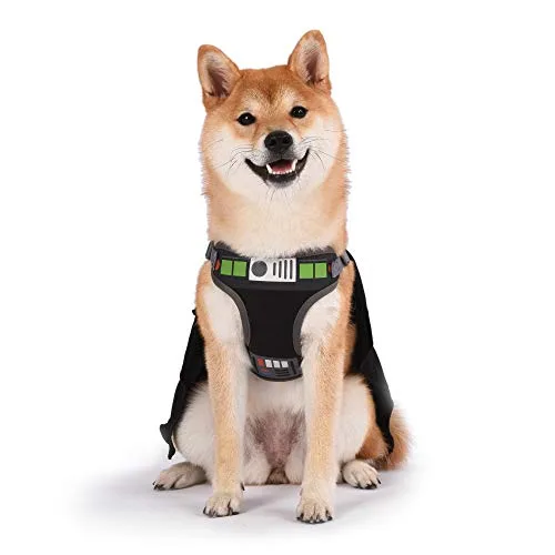 Darth Vader Cosplay Hundegeschirr für große Hunde, L - Schwarzes No Pull Hundegeschirr mit Kapuze | Star Wars Merch für Hunde oder Star Wars Haustierkostüm