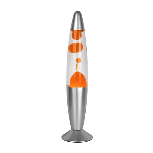 GIFTMARKET - Orange Lavalampe. Nachttischlampe mit 2 enthaltenen Glühbirnen. Lustiges Geschenk für Jugendliche. Retro-Lampe, 34 x 8,5 cm.