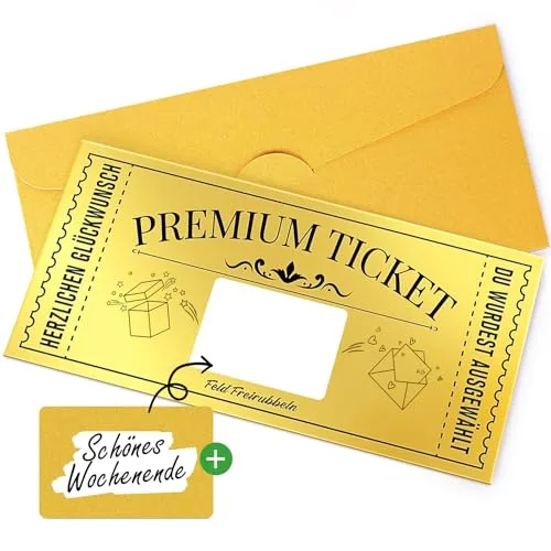 FITMITE Goldenes Ticket, Spezielle Geburtstagskarte mit Rubbelaufkleber, Geschenke für Frauen, Geschenk Idee für Freundin, Mama, Kind
