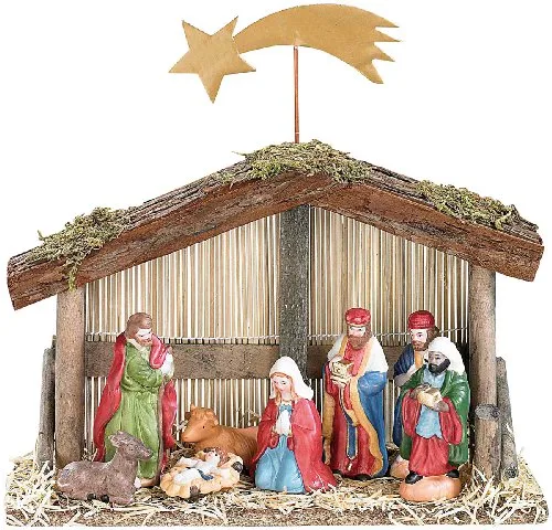 PEARL Weihnachtskrippe: Weihnachts-Krippe (10-teilig) mit handbemalten Porzellan-Figuren (Weihnachtskrippe Figuren, Krippenfiguren Set, Weihnachtspyramide)