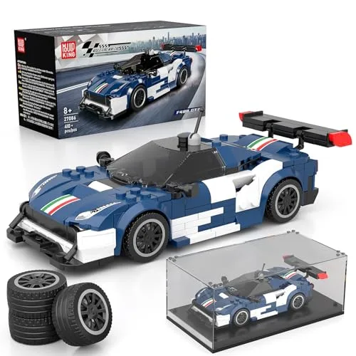 Mould King 27086 Technik Sportwagen Bausteinsets mit Acryl Vitrine Modellautos zum Sammeln, Geschenke für Kinder ab 8+ Jahren/Erwachsene Sammler Enthusiasten, (410 Teile)