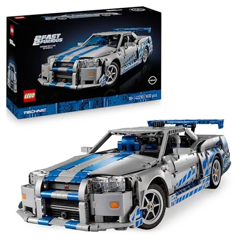 LEGO Technic 2 Fast 2 Furious Nissan Skyline GT-R R34 Automodell-Bauset für Erwachsene - mit Driftfunktion, Lenkung, Federung und 6-Zylinder-Motor - Sammlergeschenk für Fans - 42210